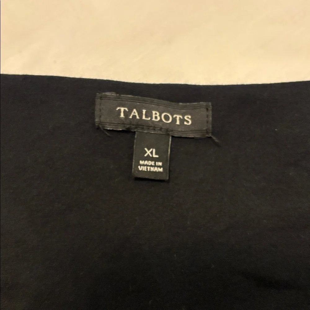Talbots Black Ponte Peplum Top SZ XL with gold accent 3/4 sleeve dressy career - Picture 4 of 13